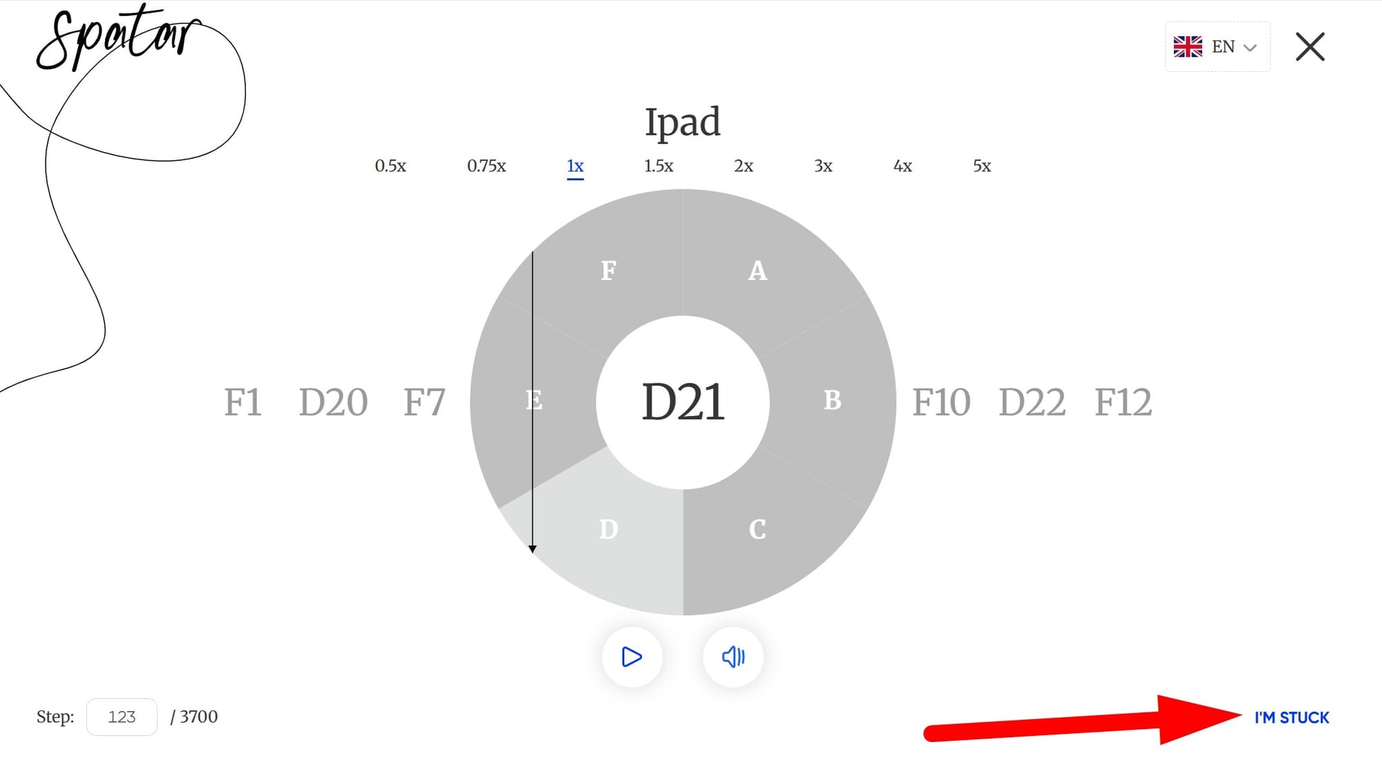 String art interface with help button