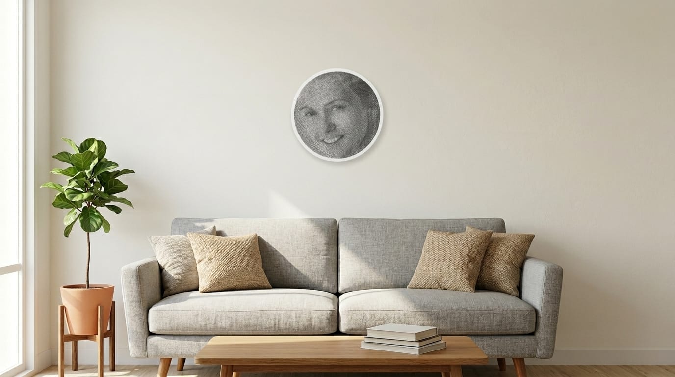 String art on neutral wall