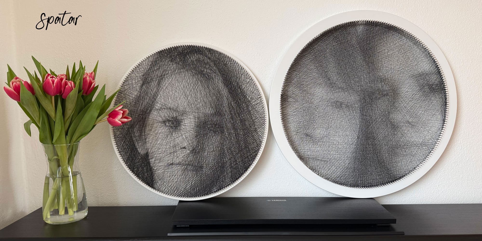 Circle and ring personalized string art displayed side by side.